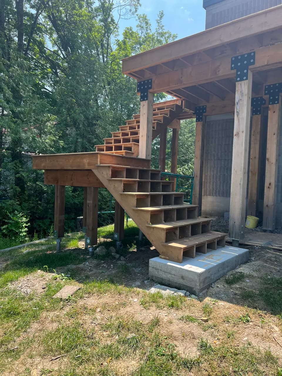 Exterior wood staircase build