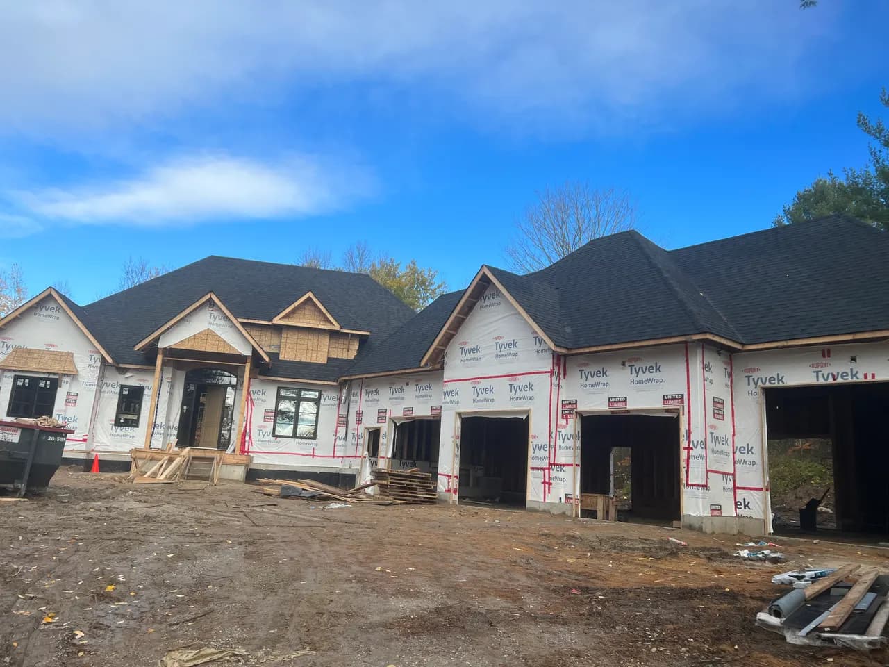 Custom home under construction in Simcoe County